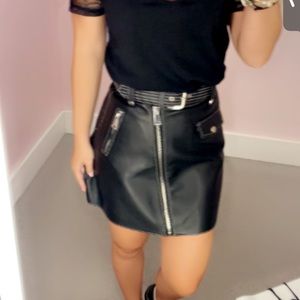 Leather skirt with fur on inside